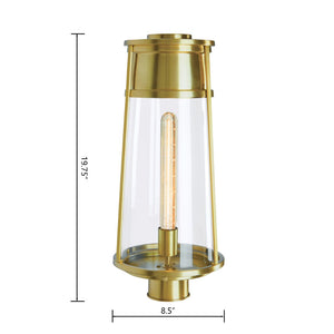Atlas Cone 19.75'' High 1-Light Outdoor Post Light - Timeless Lantern Design for Pathways and Gardens Satin Brass OL11253-BS