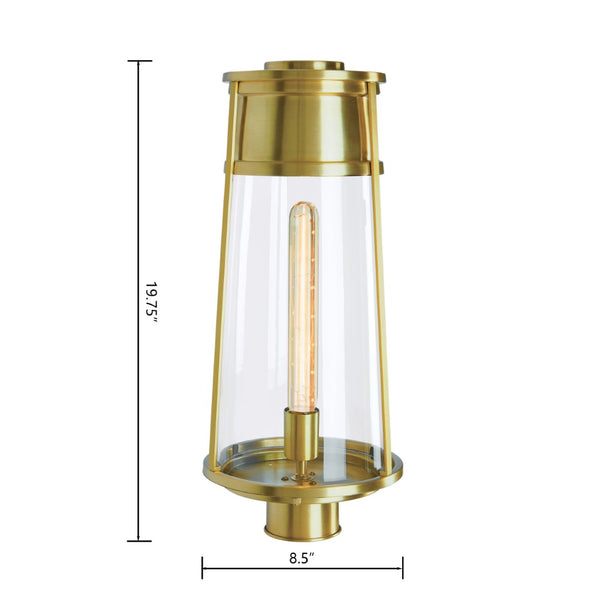 Atlas Cone 19.75'' High 1-Light Outdoor Post Light - Timeless Lantern Design for Pathways and Gardens Satin Brass OL11253-BS
