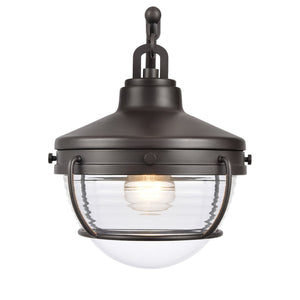 Atlas Eastport 12" Nautical-Inspired Outdoor Post Light with Clear Ribbed Glass for Coastal Ambiance Oil Rubbed Bronze OL11257-BZ