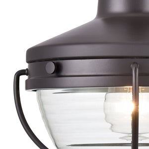 Atlas Eastport 12" Nautical-Inspired Outdoor Post Light with Clear Ribbed Glass for Coastal Ambiance Oil Rubbed Bronze OL11257-BZ