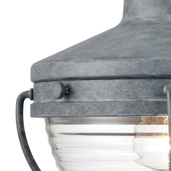 Atlas Eastport 12" Nautical-Inspired Outdoor Post Light with Clear Ribbed Glass for Coastal Ambiance Aged Zinc OL11257-GY