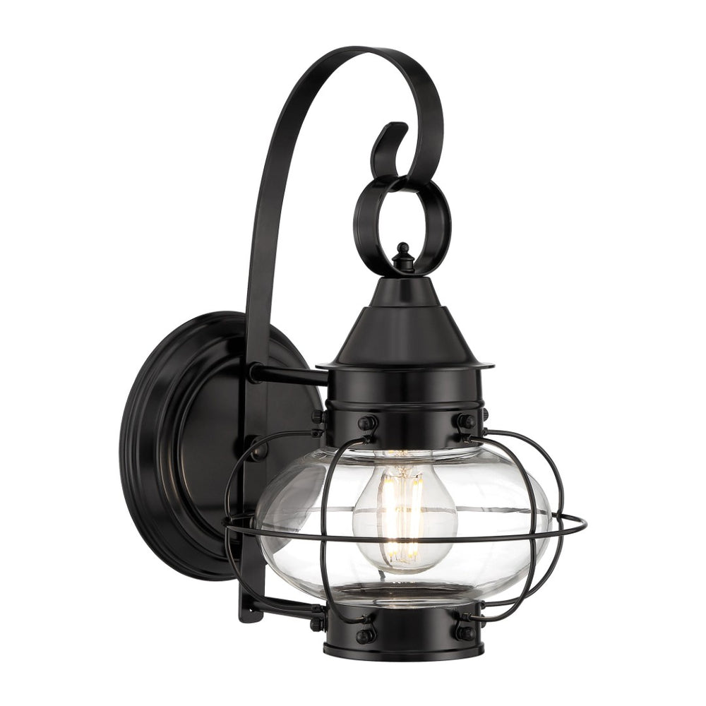 Atlas Cottage 13.75'' High Outdoor Sconce - Coastal Onion Glass & Brass Cage for Timeless Exterior Charm OL11258-BK1