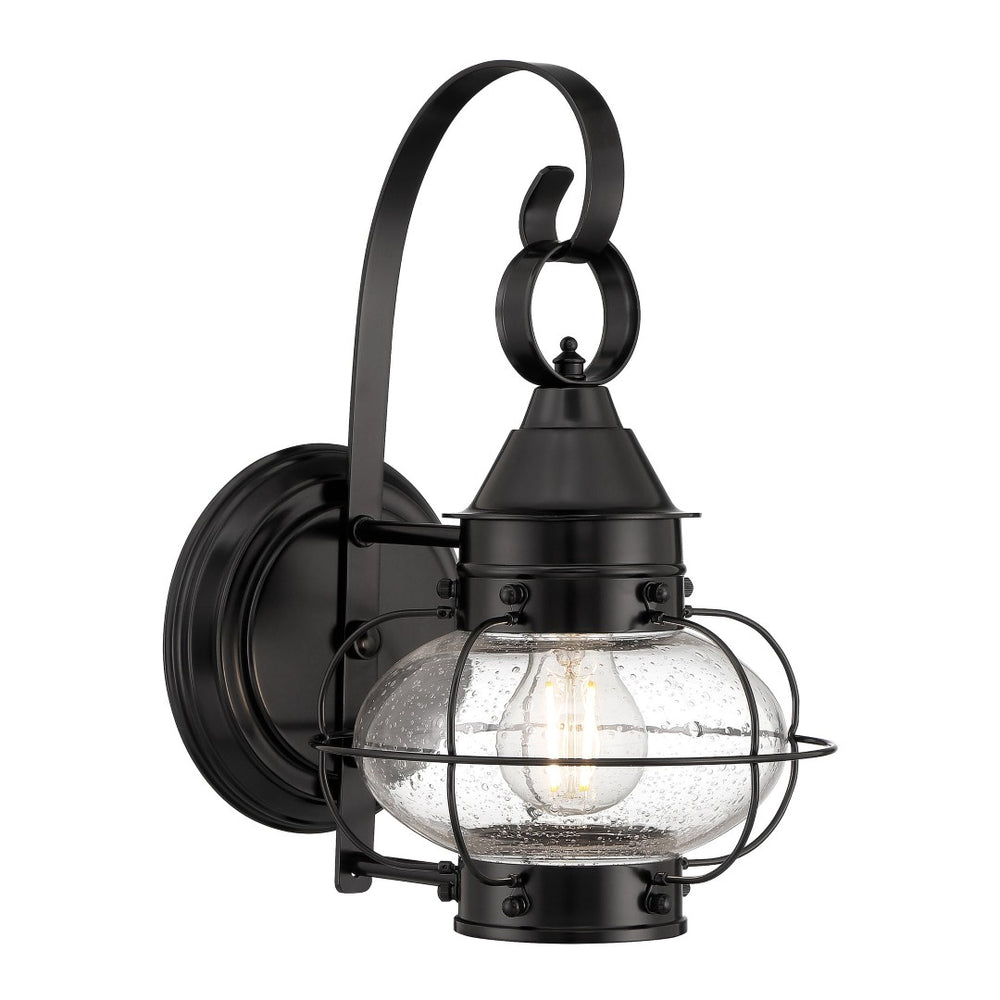 Atlas Cottage Onion Outdoor Sconce 1-Light - Classic Coastal Charm with Durable Brass Cage & Black Finish OL11258-BK2