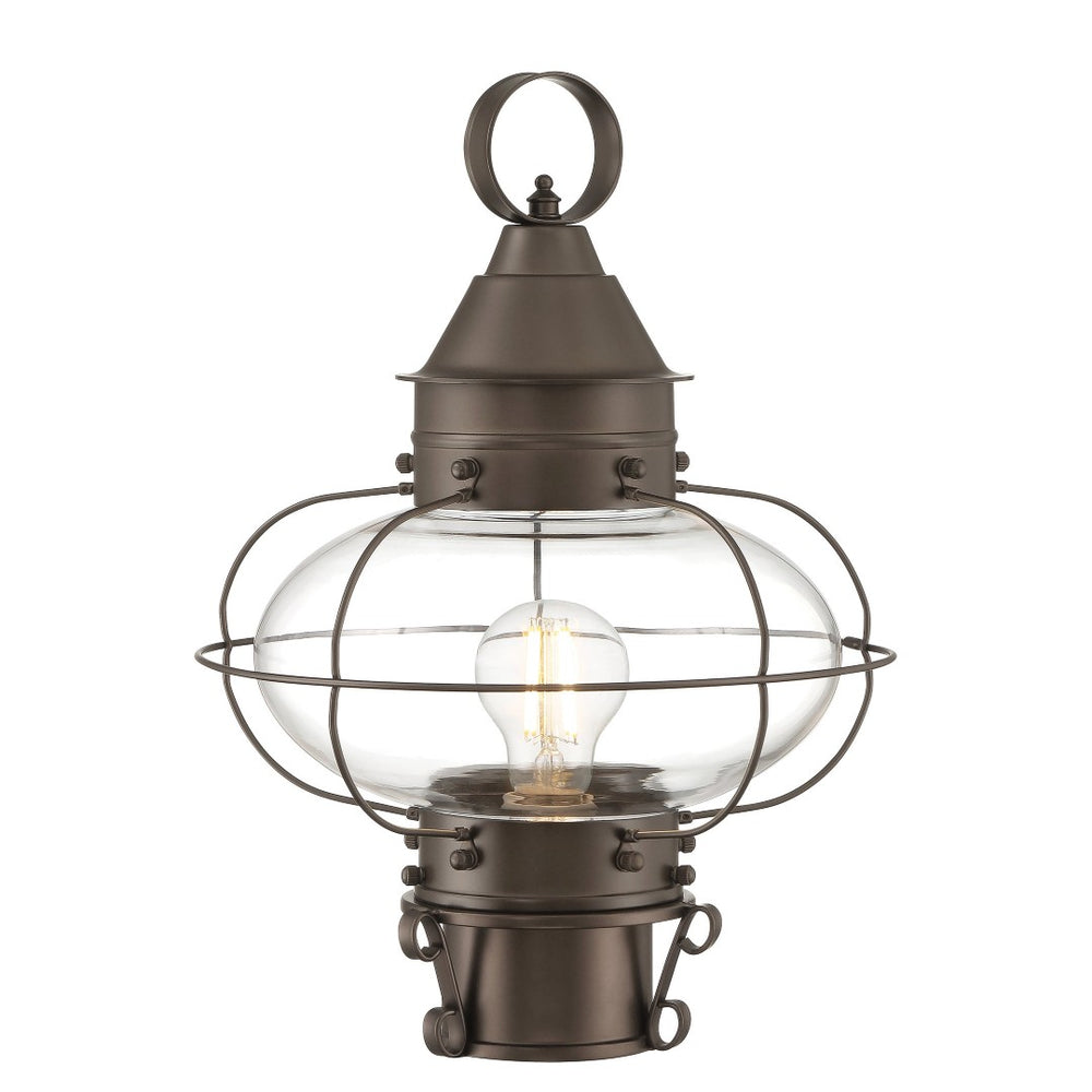 Atlas Cottage 14.75'' High Outdoor Post Light - Elegant Onion Glass & Durable Brass for Timeless Charm OL11259-BZ