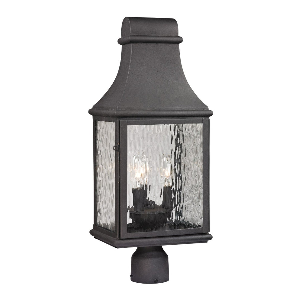 Atlas Forged 23" High 3-Light Outdoor Post Light - Classic Lantern Design in Charcoal with Textured Glass OL11261-BK