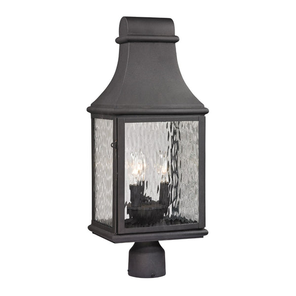 Atlas Forged 23" High 3-Light Outdoor Post Light - Classic Lantern Design in Charcoal with Textured Glass OL11261-BK