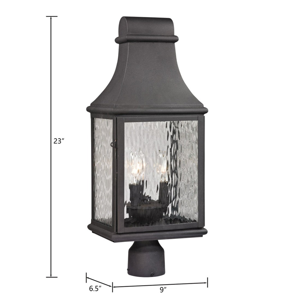 Atlas Forged 23" High 3-Light Outdoor Post Light - Classic Lantern Design in Charcoal with Textured Glass OL11261-BK