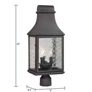 Atlas Forged 23" High 3-Light Outdoor Post Light - Classic Lantern Design in Charcoal with Textured Glass OL11261-BK
