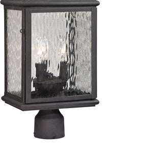 Atlas Forged 23" High 3-Light Outdoor Post Light - Classic Lantern Design in Charcoal with Textured Glass OL11261-BK