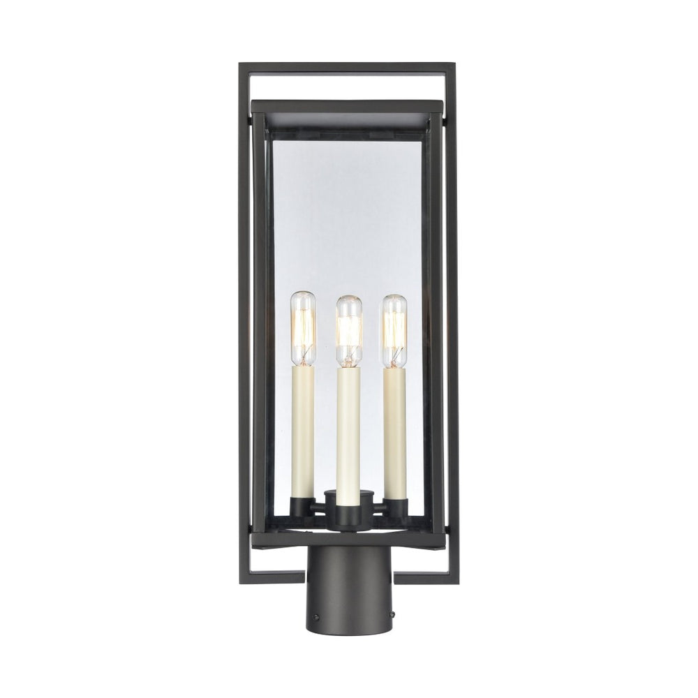 Atlas Gladwyn 21.5'' High 3-Light Outdoor Post Light - Modern Matte Black Lantern for Pathway Illumination OL11262-BK