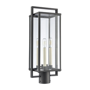Atlas Gladwyn 21.5'' High 3-Light Outdoor Post Light - Modern Matte Black Lantern for Pathway Illumination OL11262-BK