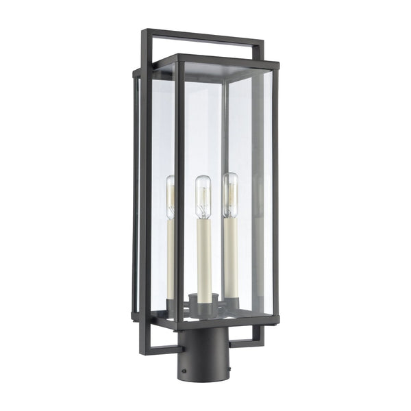 Atlas Gladwyn 21.5'' High 3-Light Outdoor Post Light - Modern Matte Black Lantern for Pathway Illumination OL11262-BK