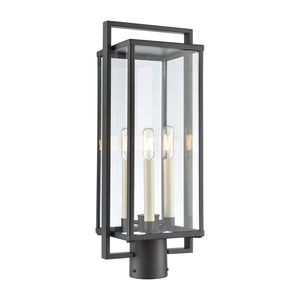 Atlas Gladwyn 21.5'' High 3-Light Outdoor Post Light - Modern Matte Black Lantern for Pathway Illumination OL11262-BK