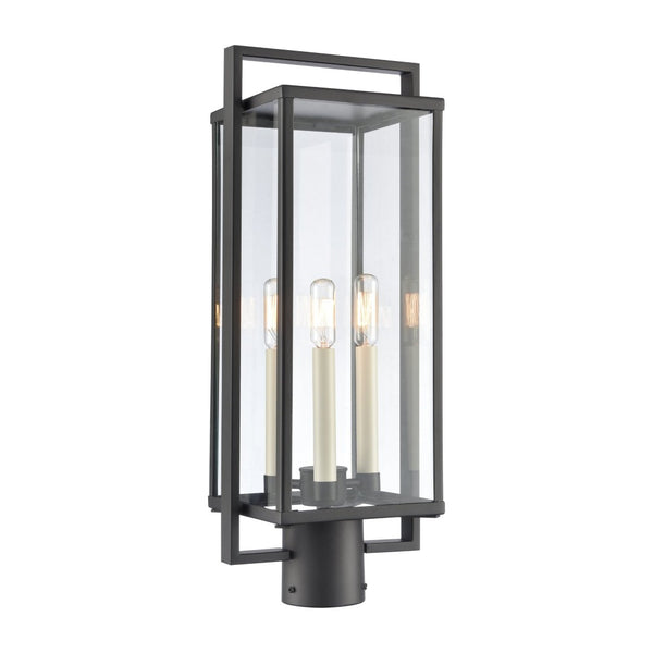 Atlas Gladwyn 21.5'' High 3-Light Outdoor Post Light - Modern Matte Black Lantern for Pathway Illumination OL11262-BK