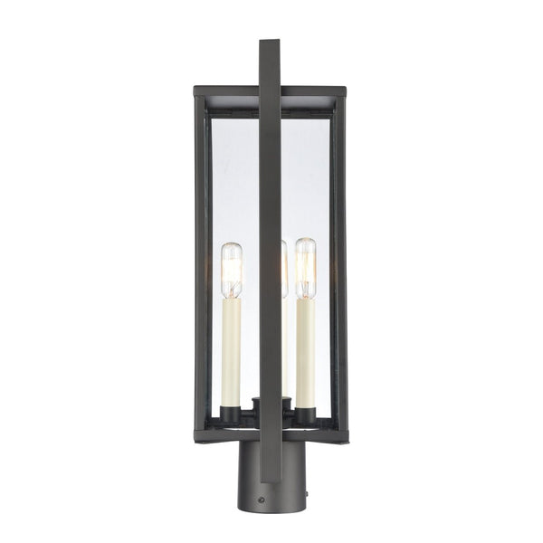Atlas Gladwyn 21.5'' High 3-Light Outdoor Post Light - Modern Matte Black Lantern for Pathway Illumination OL11262-BK