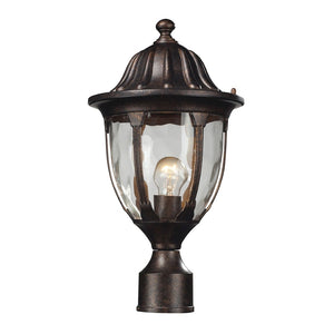 Atlas Glendale 17'' High Outdoor Post Light with Regal Bronze Finish & Textured Water Glass Design OL11263-BZ