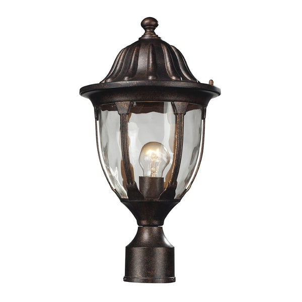 Atlas Glendale 17'' High Outdoor Post Light with Regal Bronze Finish & Textured Water Glass Design OL11263-BZ