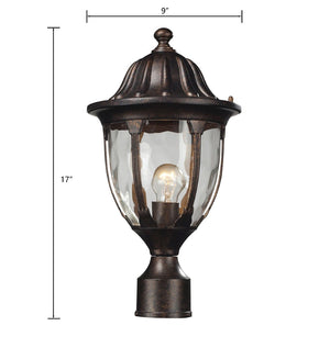 Atlas Glendale 17'' High Outdoor Post Light with Regal Bronze Finish & Textured Water Glass Design OL11263-BZ