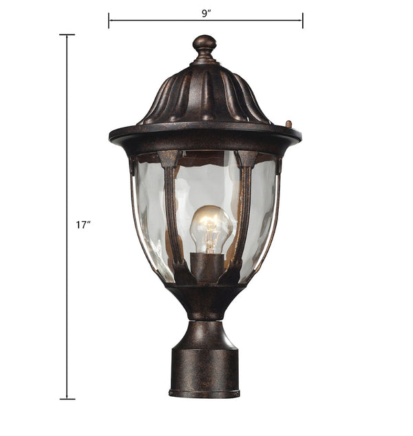 Atlas Glendale 17'' High Outdoor Post Light with Regal Bronze Finish & Textured Water Glass Design OL11263-BZ