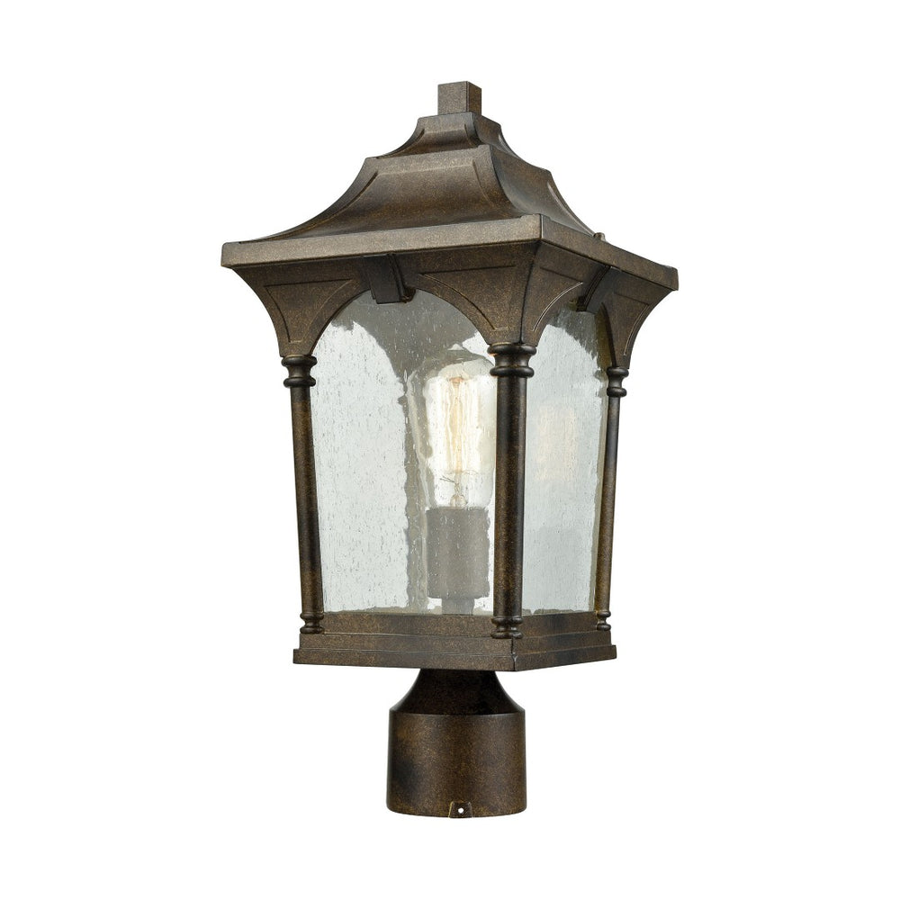 Atlas Loringdale 17" Outdoor Post Light - Hazelnut Bronze, Classic Column Style & Clear Seedy Glass Design OL11267-BZ