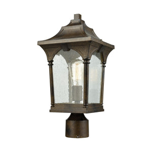 Atlas Loringdale 17" Outdoor Post Light - Hazelnut Bronze, Classic Column Style & Clear Seedy Glass Design OL11267-BZ