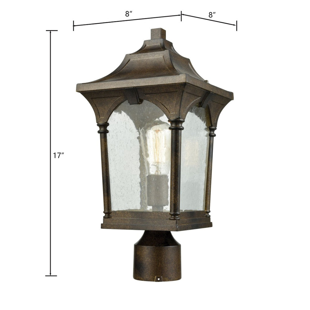 Atlas Loringdale 17" Outdoor Post Light - Hazelnut Bronze, Classic Column Style & Clear Seedy Glass Design OL11267-BZ