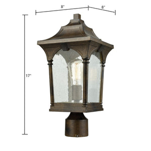 Atlas Loringdale 17" Outdoor Post Light - Hazelnut Bronze, Classic Column Style & Clear Seedy Glass Design OL11267-BZ
