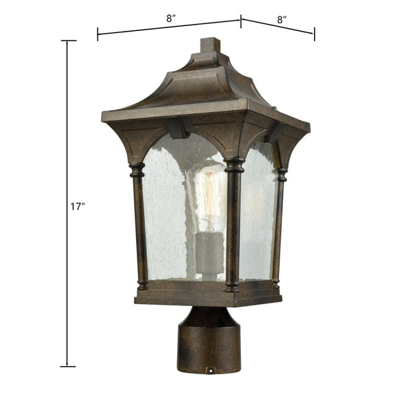 Atlas Loringdale 17" Outdoor Post Light - Hazelnut Bronze, Classic Column Style & Clear Seedy Glass Design OL11267-BZ