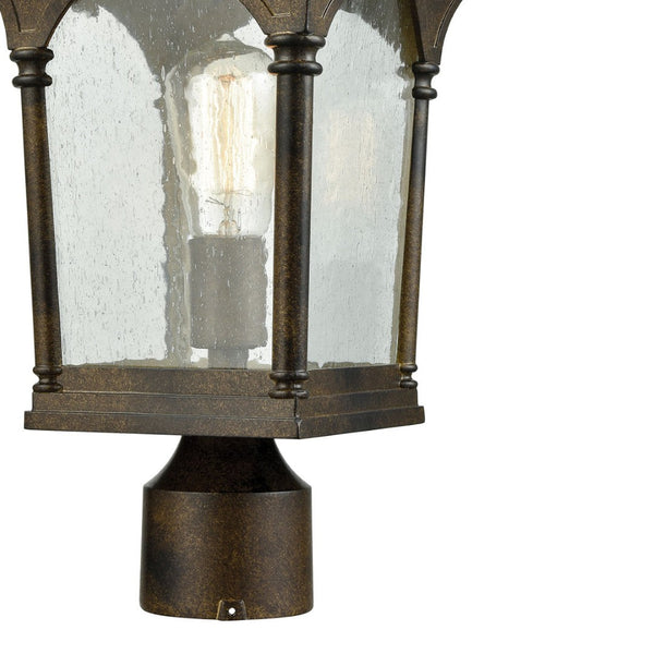 Atlas Loringdale 17" Outdoor Post Light - Hazelnut Bronze, Classic Column Style & Clear Seedy Glass Design OL11267-BZ