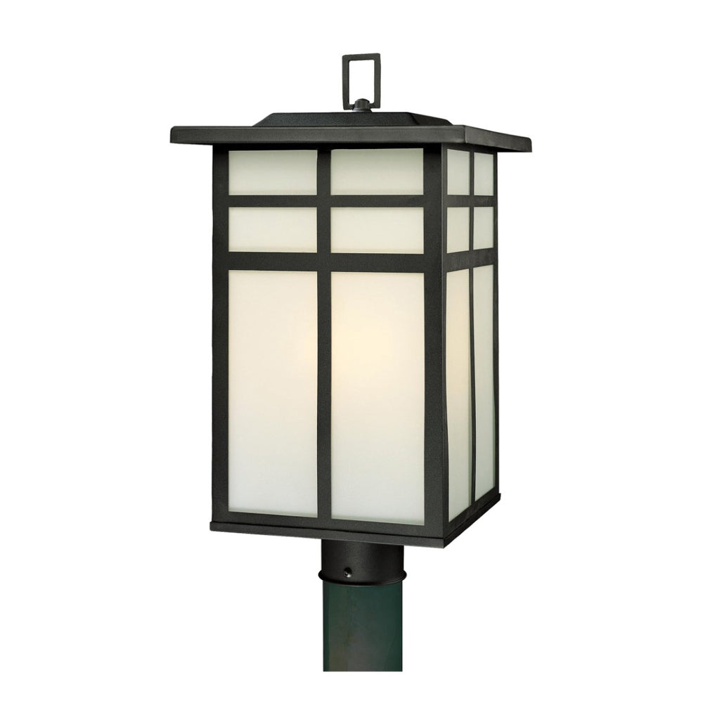 Atlas Mission 20" High 3-Light Outdoor Post Light - Classic Craftsman Style with Frosted Glass Panels OL11270-BK