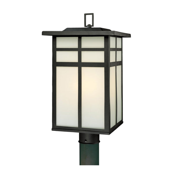 Atlas Mission 20" High 3-Light Outdoor Post Light - Classic Craftsman Style with Frosted Glass Panels OL11270-BK