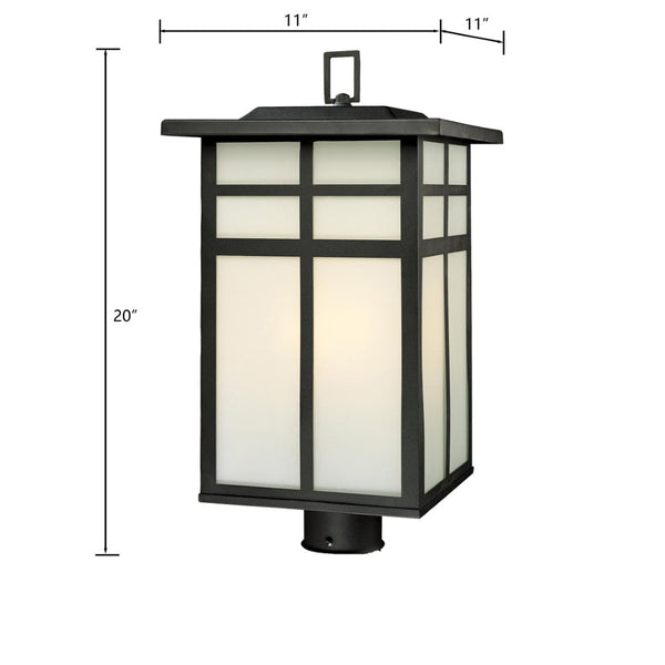 Atlas Mission 20" High 3-Light Outdoor Post Light - Classic Craftsman Style with Frosted Glass Panels OL11270-BK