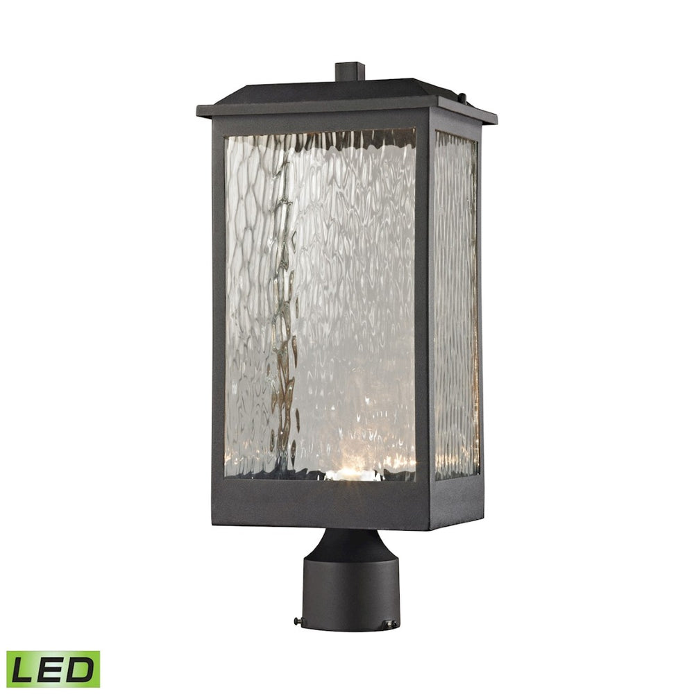 Atlas Newcastle 19'' High Outdoor Post Light - Modern Matte Black with Rippled Glass, LED Efficiency OL11271-BK