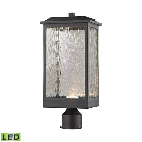 Atlas Newcastle 19'' High Outdoor Post Light - Modern Matte Black with Rippled Glass, LED Efficiency OL11271-BK