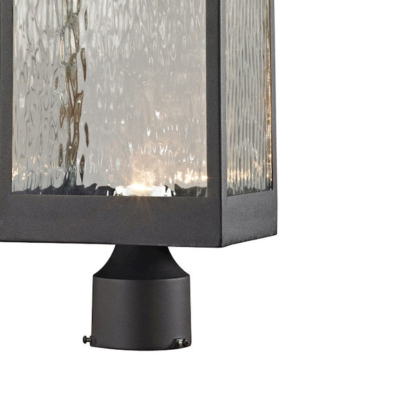Atlas Newcastle 19'' High Outdoor Post Light - Modern Matte Black with Rippled Glass, LED Efficiency OL11271-BK