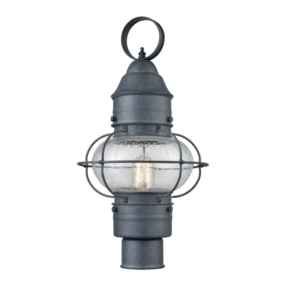 Atlas Onion 19'' High 1-Light Outdoor Post Light - Timeless Seeded Glass Design for Charming Illumination Aged Zinc OL11272-GY