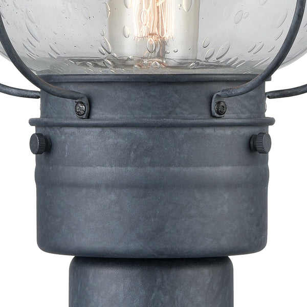 Atlas Onion 19'' High 1-Light Outdoor Post Light - Timeless Seeded Glass Design for Charming Illumination Aged Zinc OL11272-GY