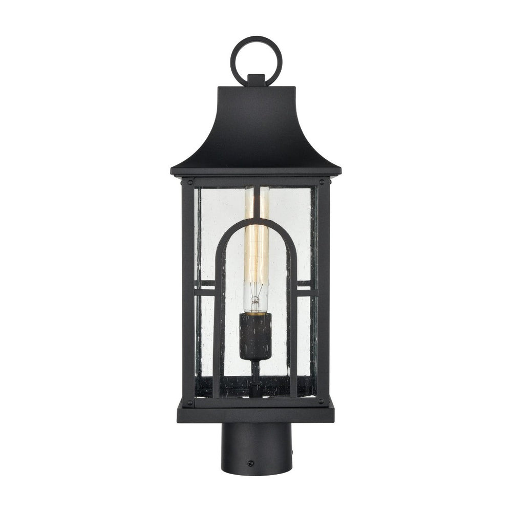 Atlas Triumph 19.75" High Outdoor Post Light - Textured Black, Durable Aluminum, Seeded Glass Panels OL11275-BK