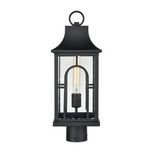 Atlas Triumph 19.75" High Outdoor Post Light - Textured Black, Durable Aluminum, Seeded Glass Panels OL11275-BK