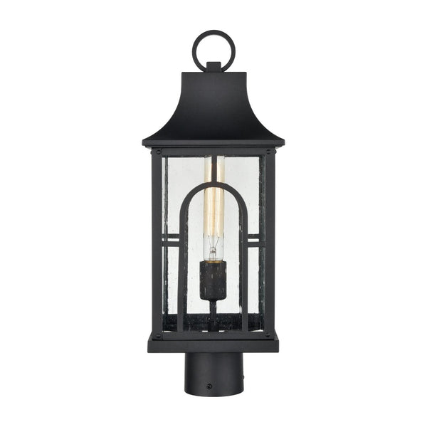 Atlas Triumph 19.75" High Outdoor Post Light - Textured Black, Durable Aluminum, Seeded Glass Panels OL11275-BK