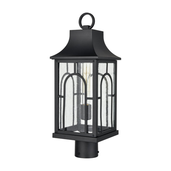 Atlas Triumph 19.75" High Outdoor Post Light - Textured Black, Durable Aluminum, Seeded Glass Panels OL11275-BK