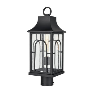 Atlas Triumph 19.75" High Outdoor Post Light - Textured Black, Durable Aluminum, Seeded Glass Panels OL11275-BK