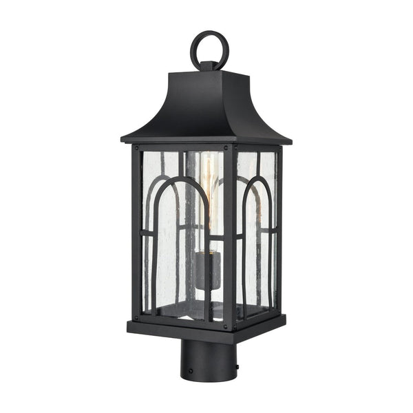 Atlas Triumph 19.75" High Outdoor Post Light - Textured Black, Durable Aluminum, Seeded Glass Panels OL11275-BK