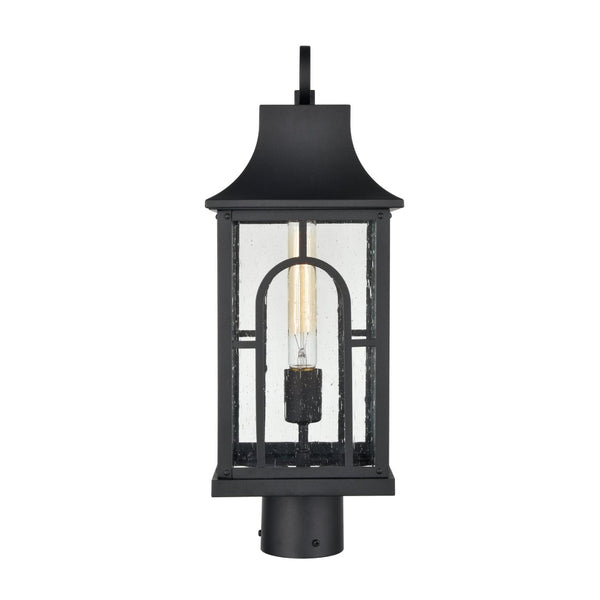 Atlas Triumph 19.75" High Outdoor Post Light - Textured Black, Durable Aluminum, Seeded Glass Panels OL11275-BK