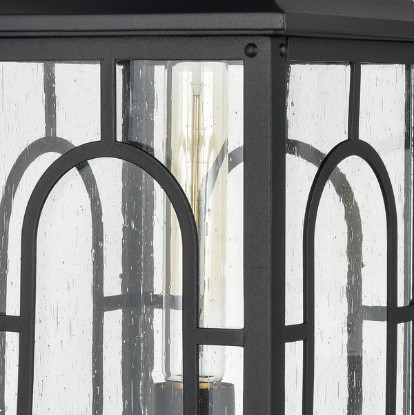 Atlas Triumph 19.75" High Outdoor Post Light - Textured Black, Durable Aluminum, Seeded Glass Panels OL11275-BK