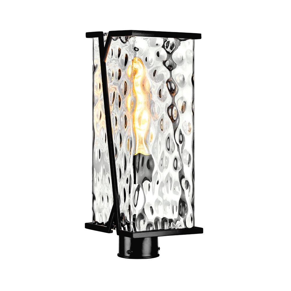 Atlas Waterfall 18" High Outdoor Post Light - Modern Matte Black Design with Wavy Glass Shades for Pathways OL11276-BK