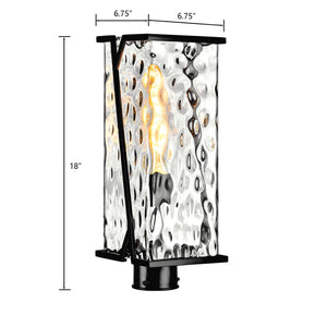 Atlas Waterfall 18" High Outdoor Post Light - Modern Matte Black Design with Wavy Glass Shades for Pathways OL11276-BK