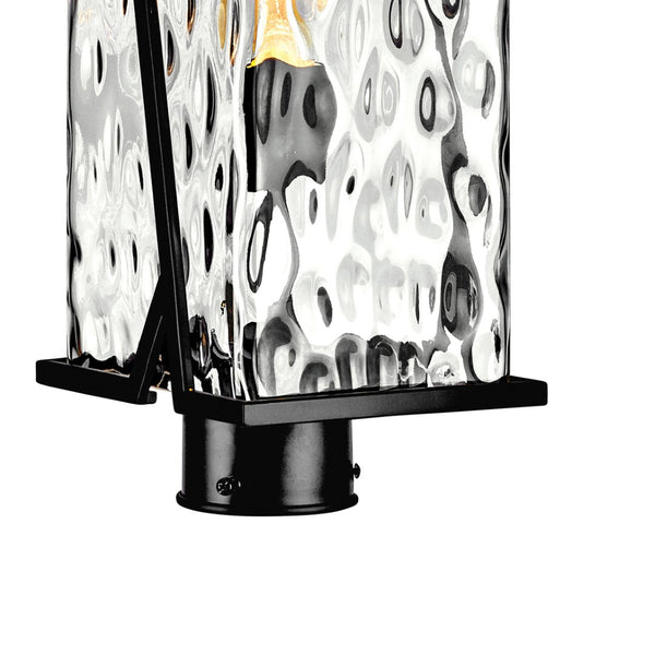 Atlas Waterfall 18" High Outdoor Post Light - Modern Matte Black Design with Wavy Glass Shades for Pathways OL11276-BK