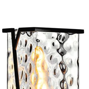 Atlas Waterfall 18" High Outdoor Post Light - Modern Matte Black Design with Wavy Glass Shades for Pathways OL11276-BK