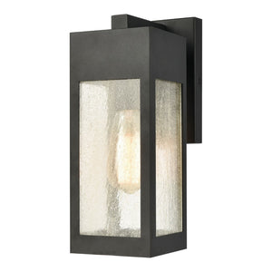 Atlas Angus 20'' High Modern Outdoor Wall Sconce with Heavily Seeded Glass for Warm Ambiance Charcoal 4.75'' OL11284-BK